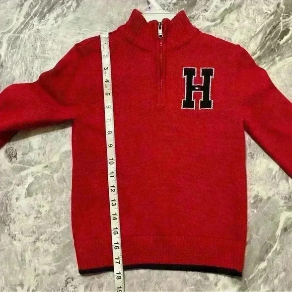 Tommy Hilfiger Boys Solid With Chest Zip Sweater size 6 Red 100 % cotton - Picture 8 of 13